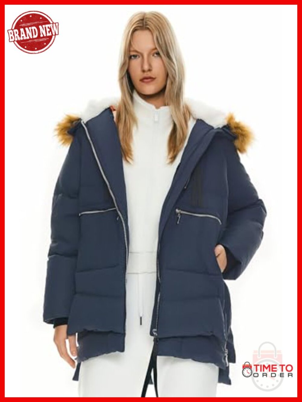 Women's Thickened RDS Down Jacket with Faux Fur Hood